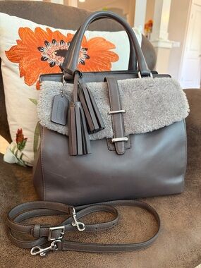 Coach Legacy Satchel 26366 Leather Shearling Bag w/Strap, Hangtag & Tassels 2013